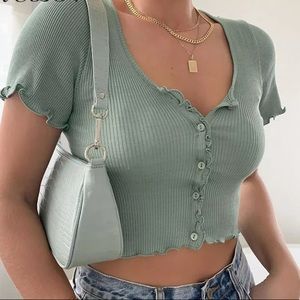 Ruffled Short Sleeve Top